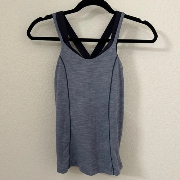 Lululemon Lululemon Run For Gold Tank size 2 Heathered Blue Denim / Deep Navy - Picture 6 of 9